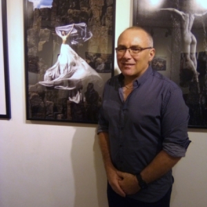 Artist  with his  work