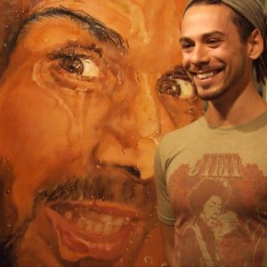 2011 winner,  Mertim Golkap with his painting