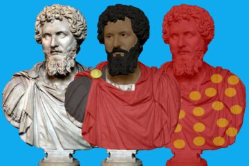 Augustus Firestone Making Sculpture Come Alive - Tap Gallery Images of white and painted Greek busts.