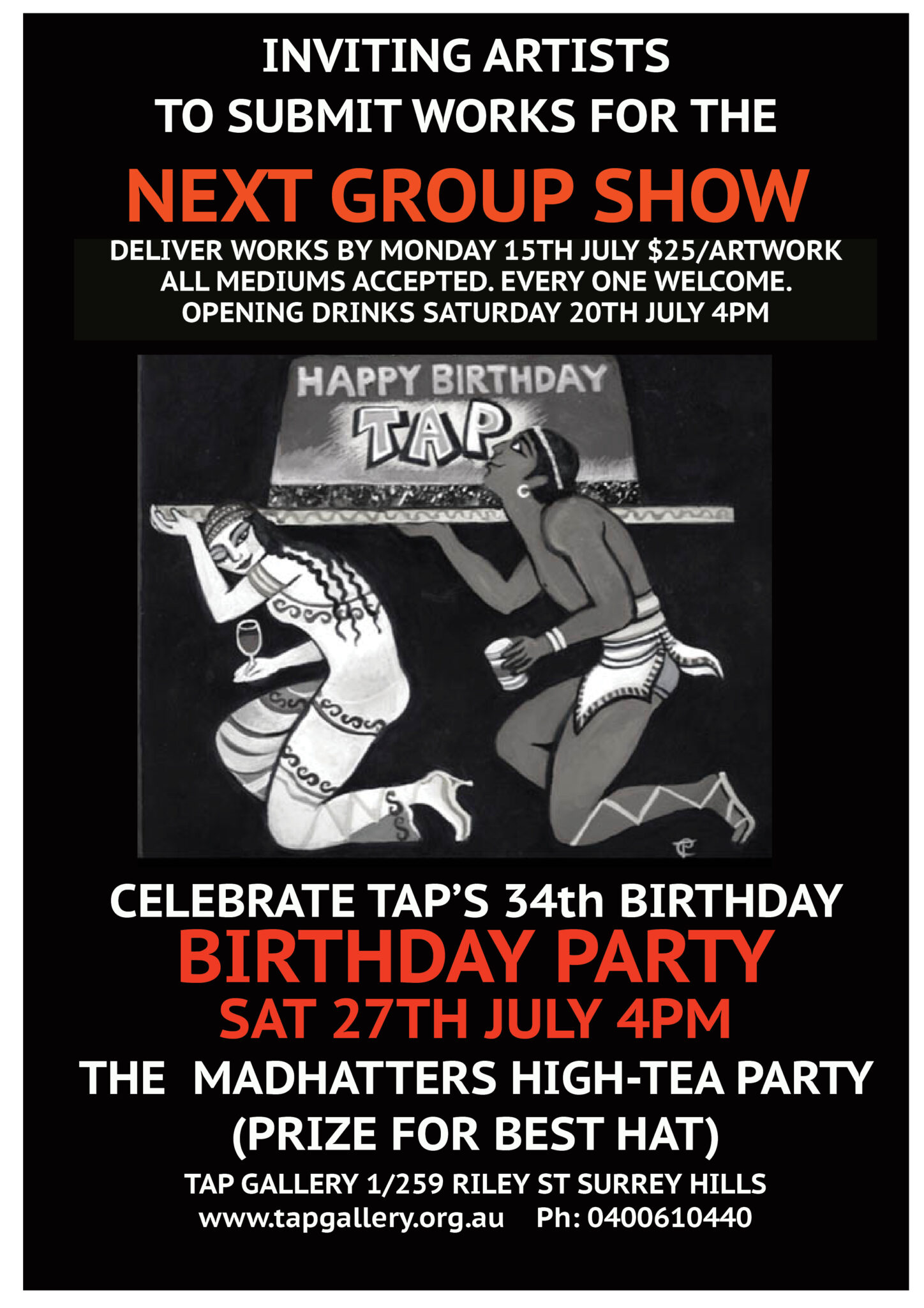 34th Birthday Group Show & Mad Hatters Party -Tap Gallery
